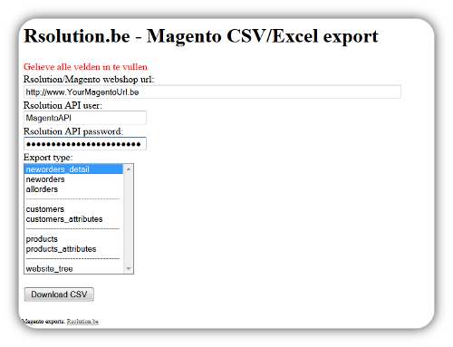 Rsolution Magento data exports